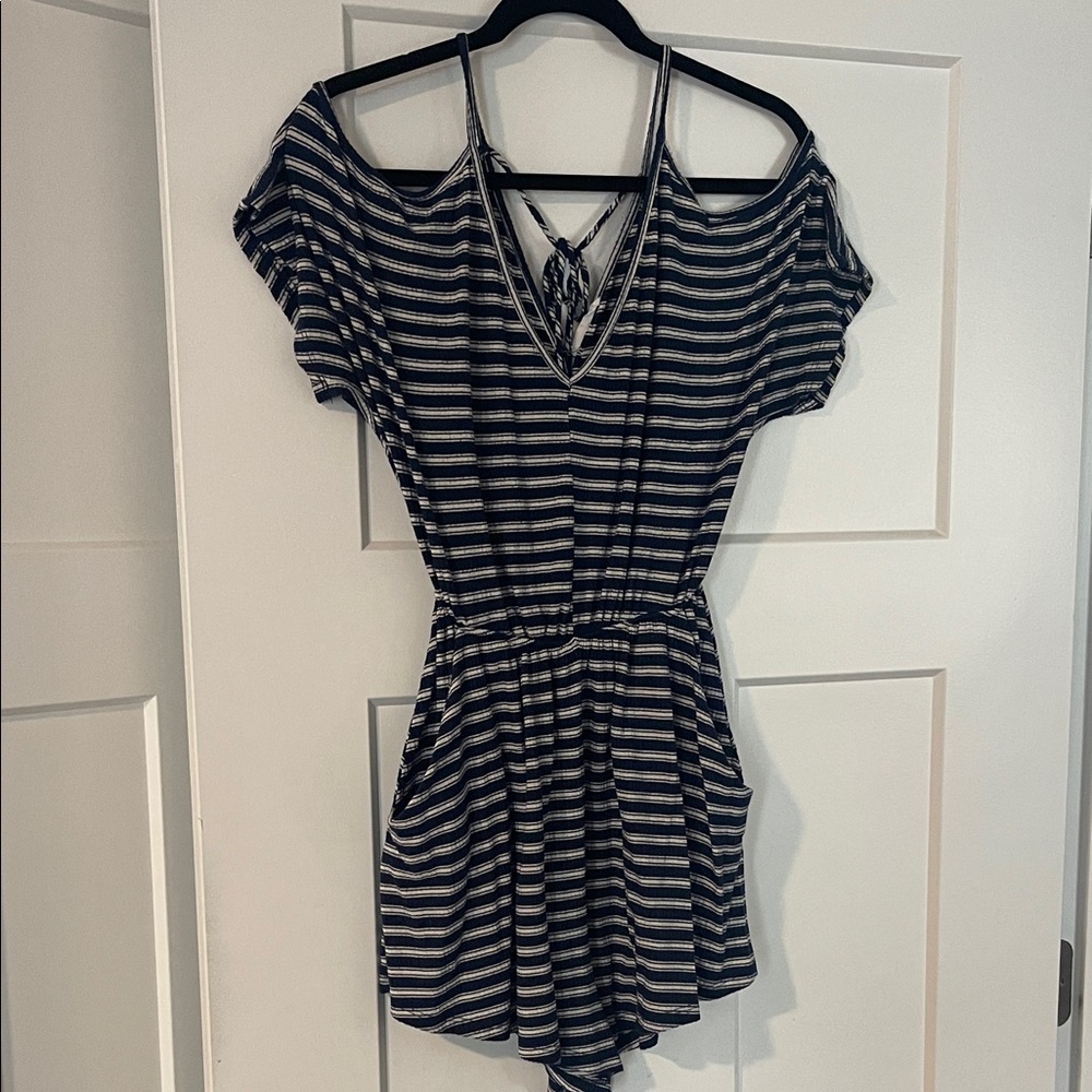 Striped Cold Shoulder Romper